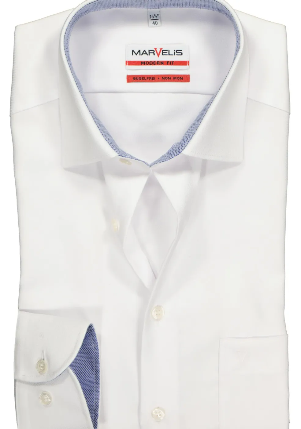 MARVELIS modern fit overhemd, wit structuur (contrast)