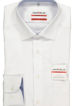 MARVELIS modern fit overhemd, wit structuur (contrast)