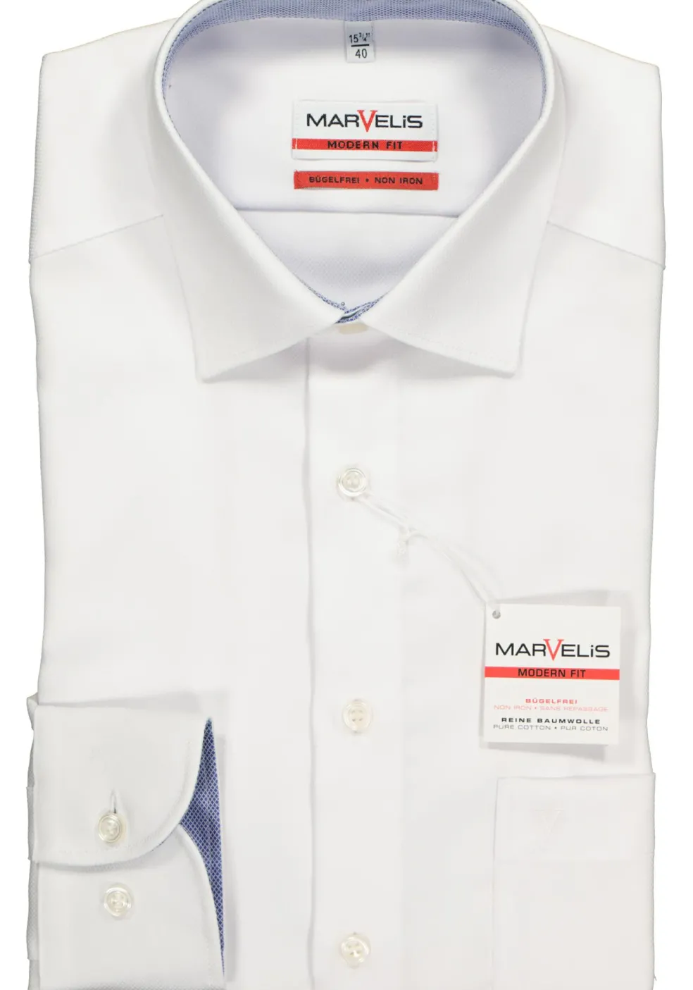 MARVELIS modern fit overhemd, wit structuur (contrast)