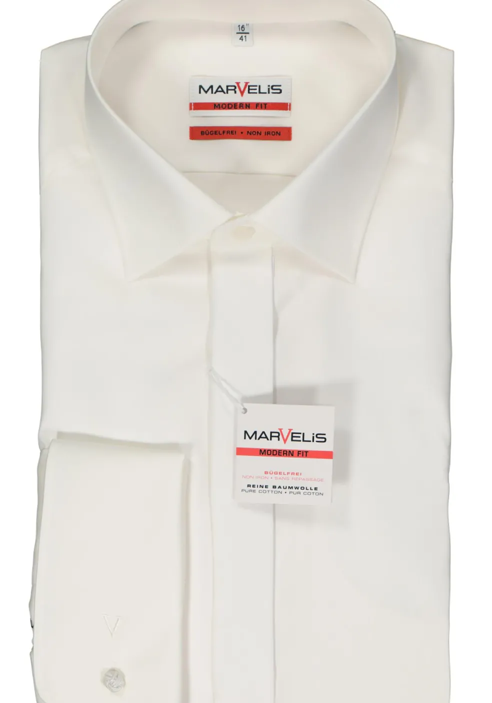 MARVELIS modern fit smoking overhemd, popeline, off-white