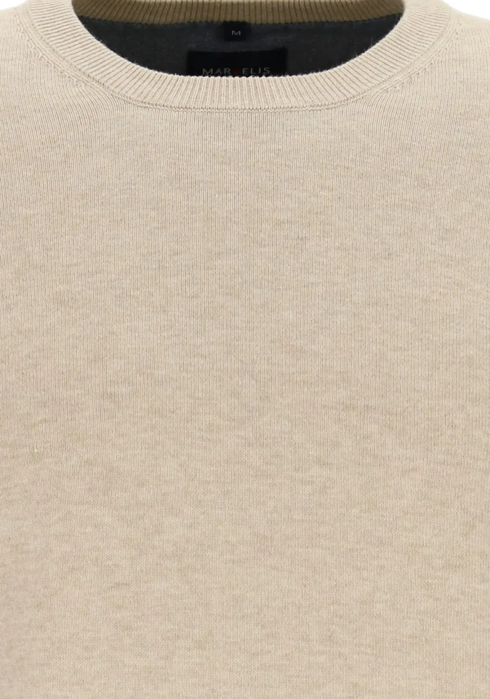 MARVELIS modern fit trui katoen, O-hals, beige