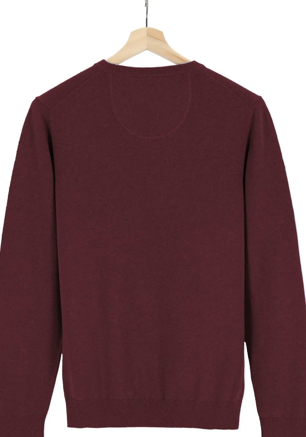 MARVELIS modern fit trui katoen, V-hals, aubergine