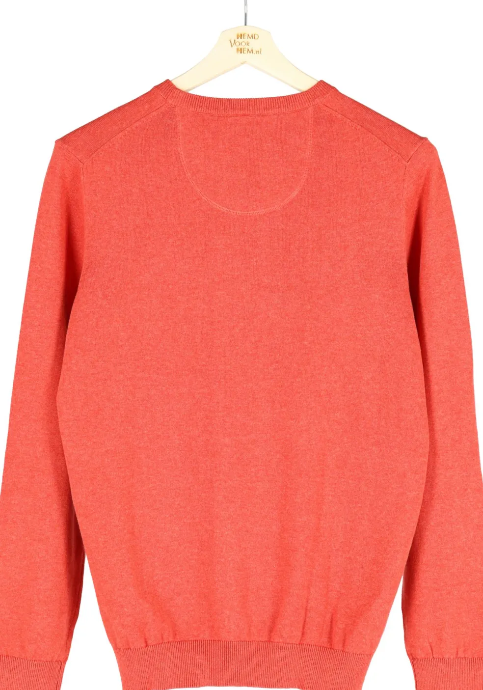 MARVELIS modern fit trui katoen, O-hals, koraal oranje