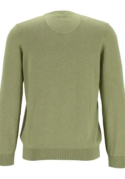MARVELIS modern fit trui katoen, O-hals, olijfgroen
