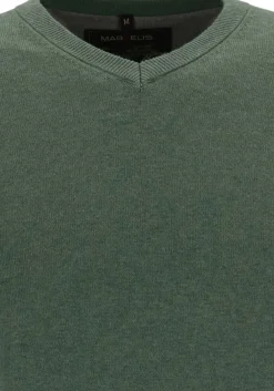 MARVELIS modern fit trui katoen, V-hals, donkergroen