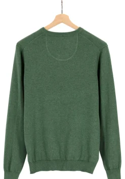 MARVELIS modern fit trui katoen, V-hals, donkergroen