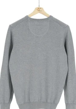 MARVELIS modern fit trui katoen, O-hals, grijs