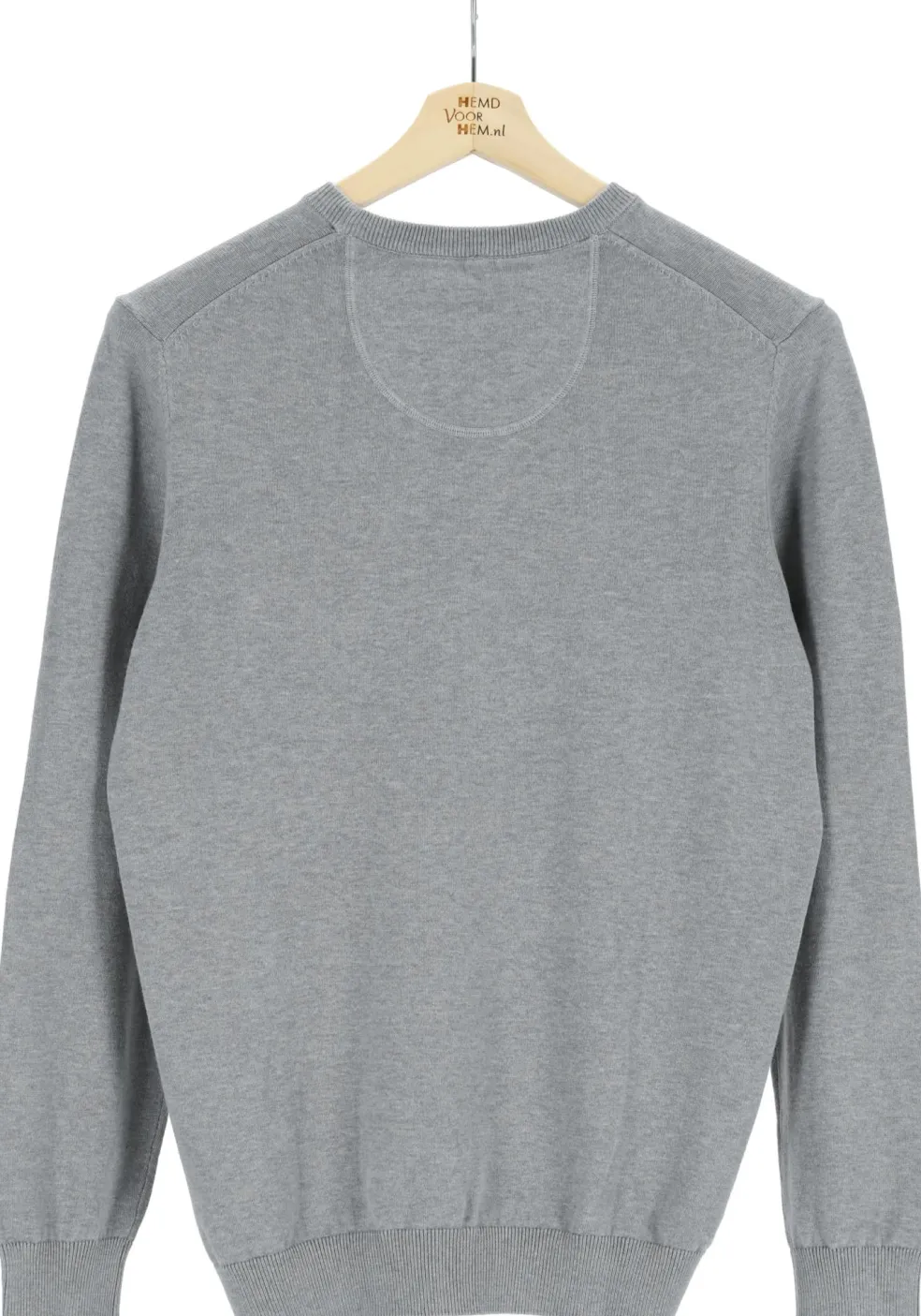MARVELIS modern fit trui katoen, O-hals, grijs
