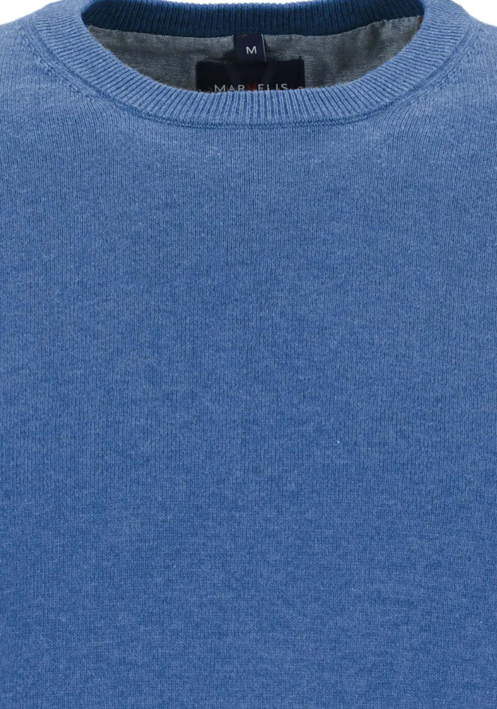 MARVELIS modern fit trui katoen, O-hals, jeansblauw