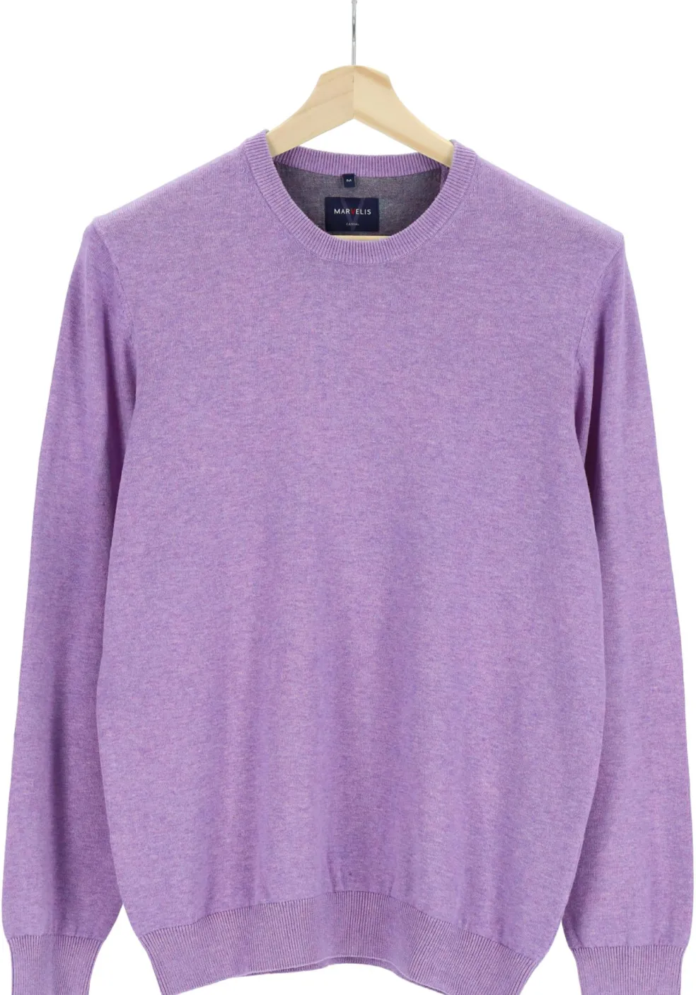 MARVELIS modern fit trui katoen, O-hals, lila