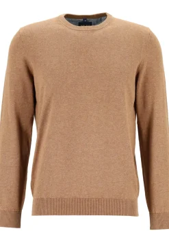 MARVELIS modern fit trui katoen, O-hals, noga bruin