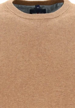 MARVELIS modern fit trui katoen, O-hals, noga bruin
