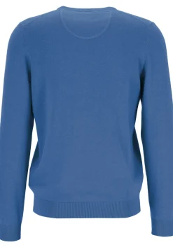 MARVELIS modern fit trui katoen, V-hals, jeansblauw