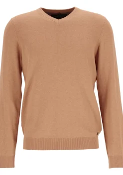 MARVELIS modern fit trui katoen, V-hals, noga bruin