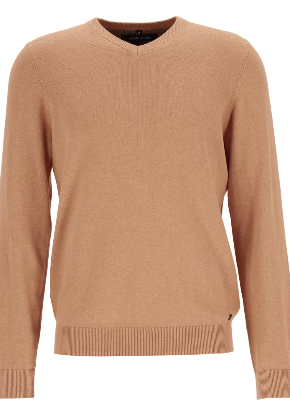 MARVELIS modern fit trui katoen, V-hals, noga bruin