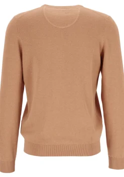 MARVELIS modern fit trui katoen, V-hals, noga bruin