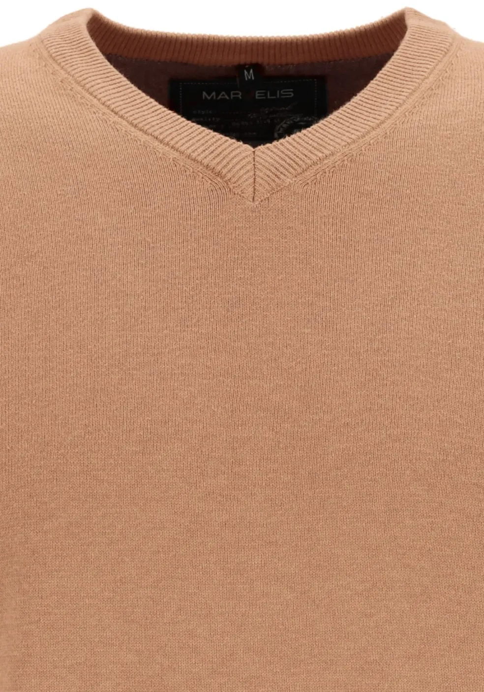 MARVELIS modern fit trui katoen, V-hals, noga bruin