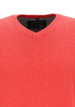 MARVELIS modern fit trui katoen, V-hals, rood