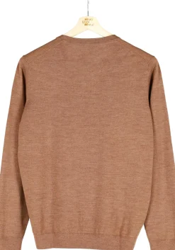 MARVELIS modern fit trui wol, O-hals, noga bruin