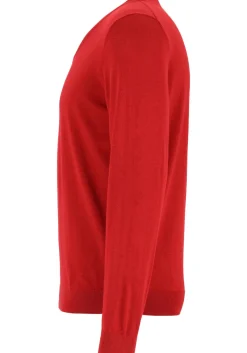 MARVELIS modern fit trui wol, V-hals, donkerrood