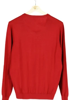MARVELIS modern fit trui wol, V-hals, donkerrood