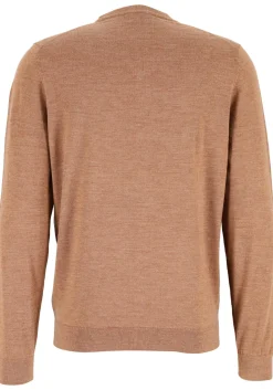 MARVELIS modern fit trui wol, V-hals, noga bruin