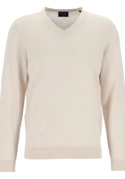 MARVELIS modern fit trui wol, V-hals, offwhite