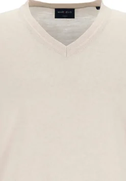 MARVELIS modern fit trui wol, V-hals, offwhite
