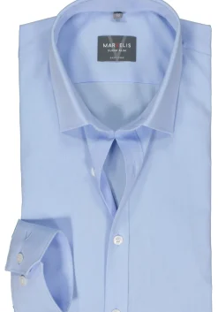 MARVELIS super slim fit overhemd, mouwlengte 7, popeline, lichtblauw
