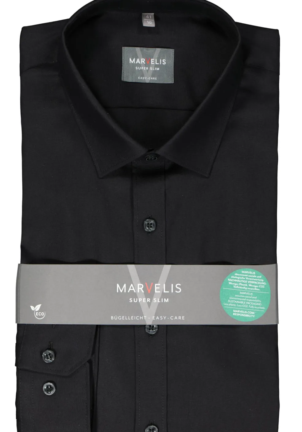 MARVELIS super slim fit overhemd, popeline, zwart