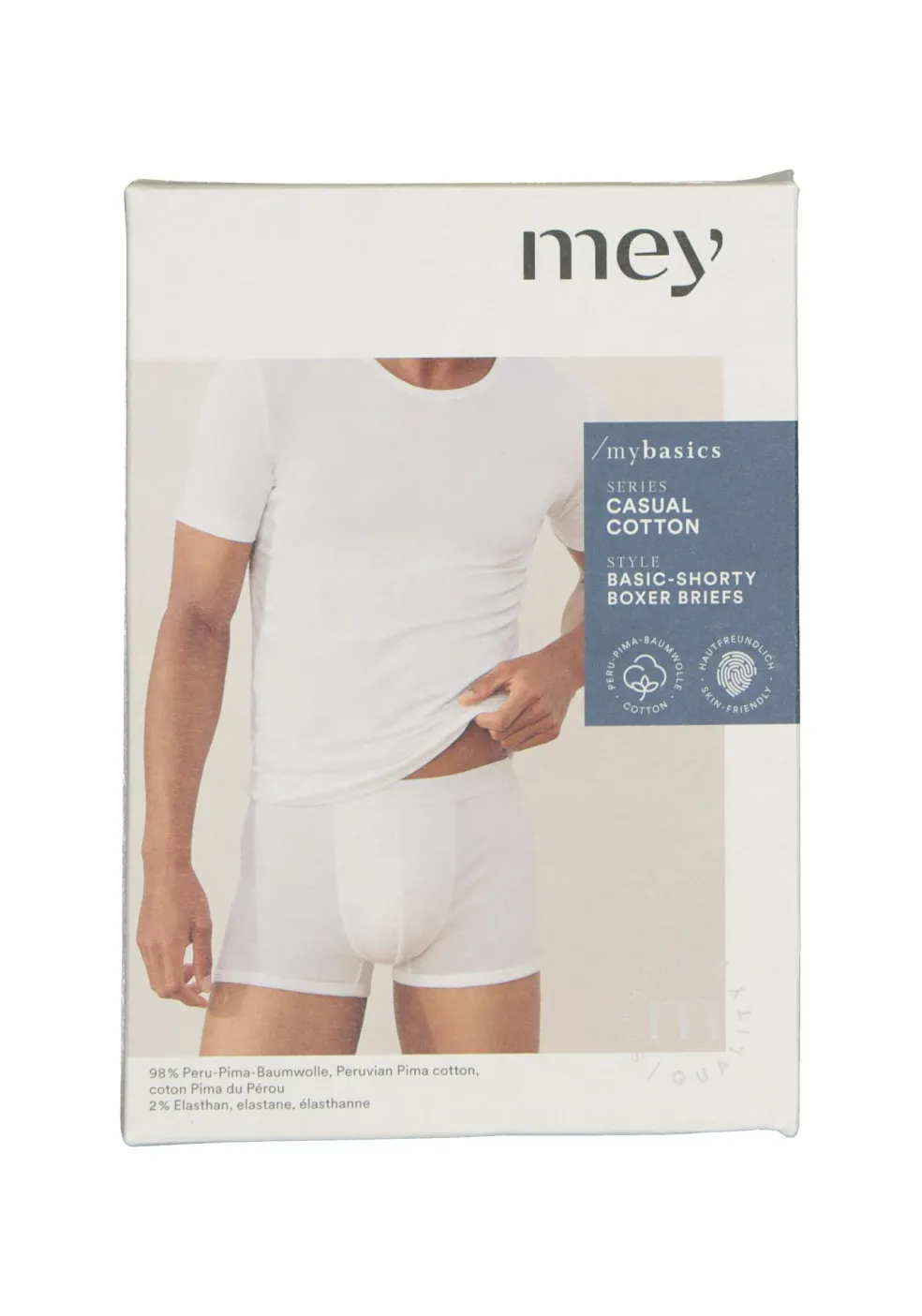 Mey Casual Cotton shorty (1-pack), heren boxer kort met zachte tailleband, wit
