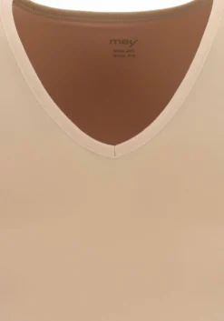 Mey Dry Cotton functional T-shirt (1-pack), heren T-shirt slim fit diepe V-hals, huidskleur