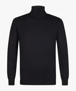 Michaelis heren trui katoenmengsel, slim fit trui met turtleneck, zwart