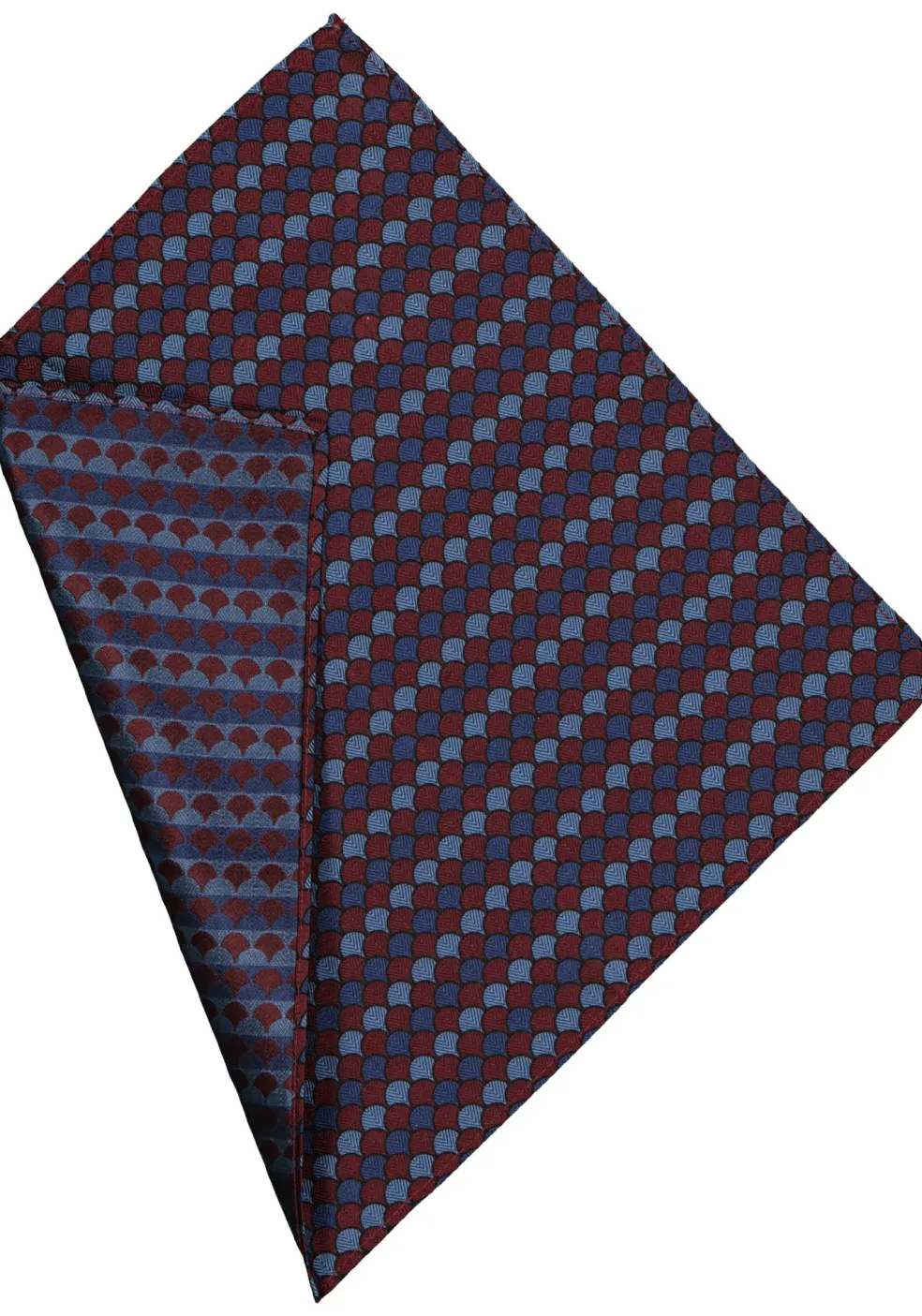 Michaelis pocket square, blauw met bordeaux dessin pochet zijde