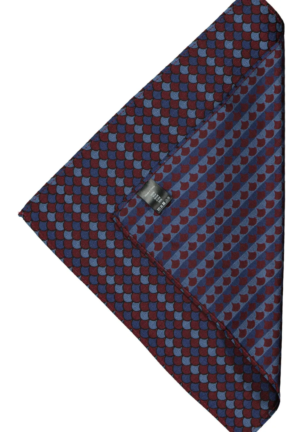 Michaelis pocket square, blauw met bordeaux dessin pochet zijde