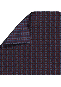 Michaelis pocket square, blauw met bordeaux dessin pochet zijde