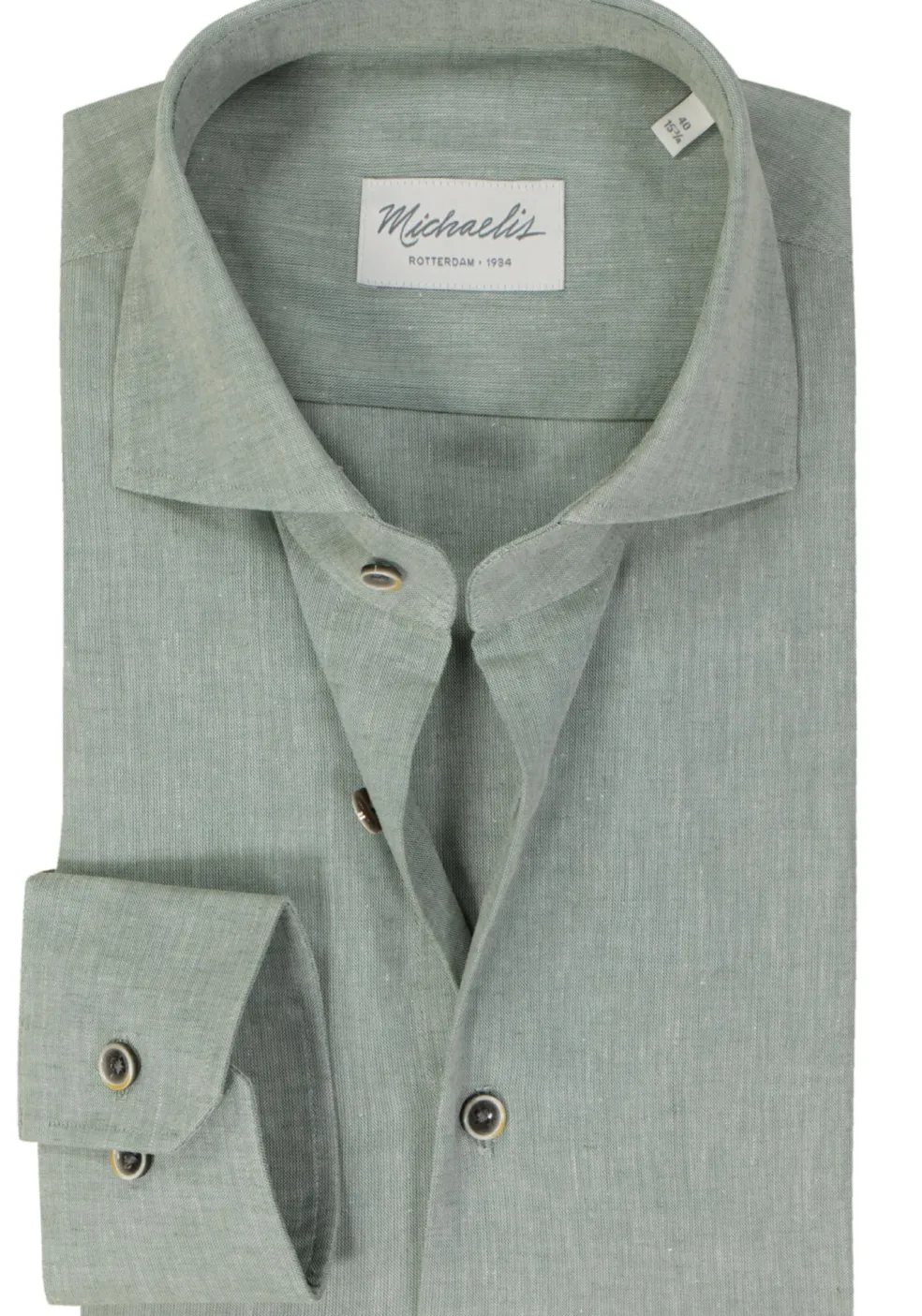 Michaelis slim fit heren overhemd, popeline, groen