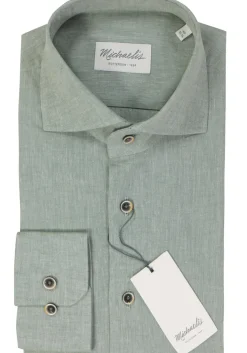 Michaelis slim fit heren overhemd, popeline, groen