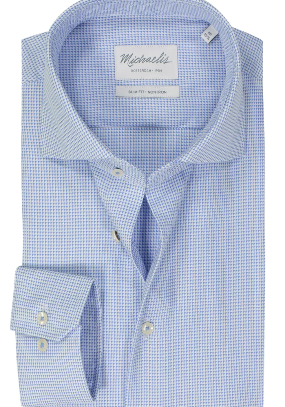Michaelis slim fit heren overhemd, dobby, blauw