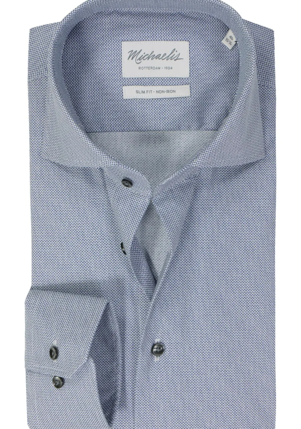 Michaelis slim fit heren overhemd, popeline, donkerblauw