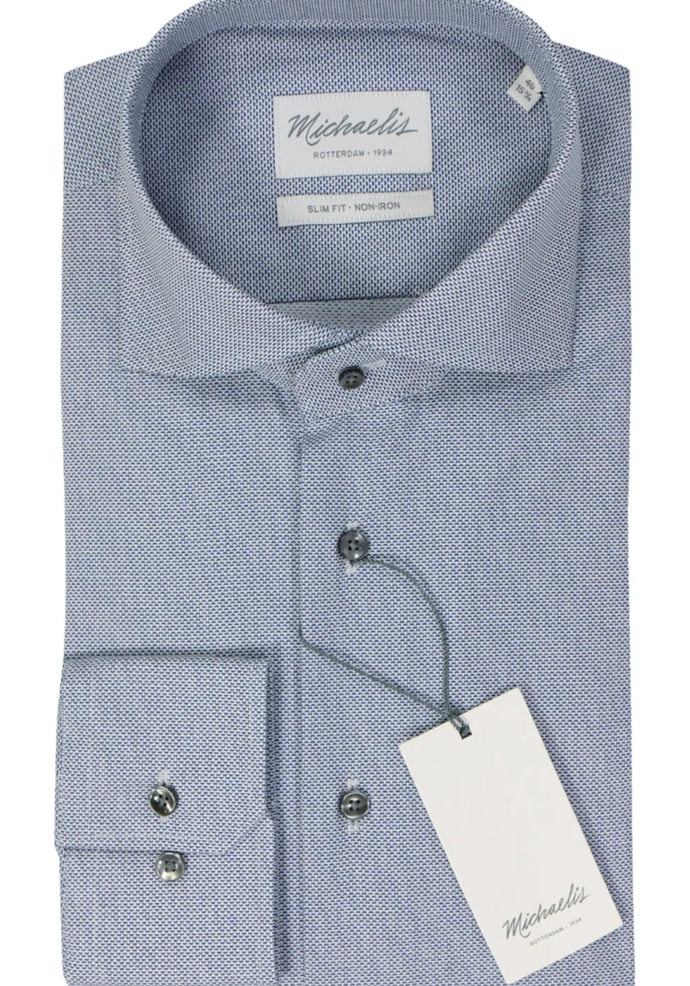 Michaelis slim fit heren overhemd, popeline, donkerblauw