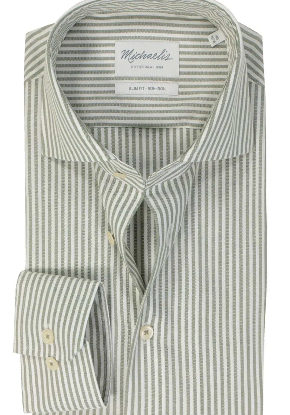 Michaelis slim fit heren overhemd, Oxford, groen gestreept