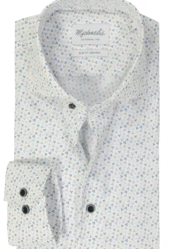 Michaelis slim fit heren overhemd, popeline, beige dessin