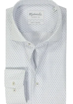 Michaelis slim fit heren overhemd, popeline, blauw dessin