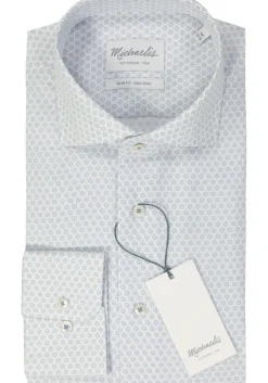 Michaelis slim fit heren overhemd, popeline, blauw dessin