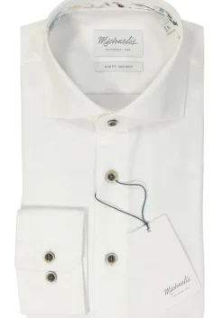 Michaelis slim fit heren overhemd, twill, wit