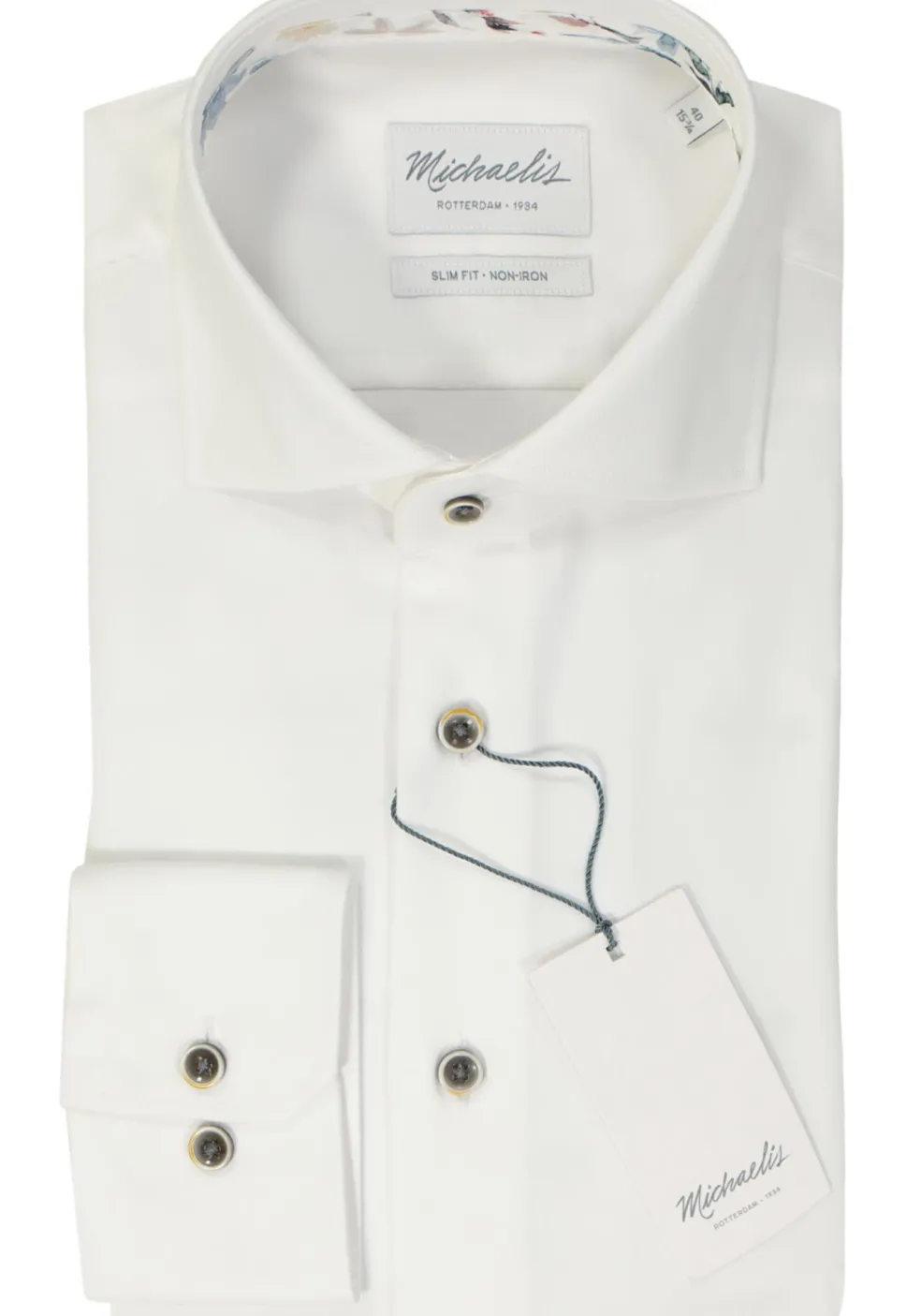 Michaelis slim fit heren overhemd, twill, wit