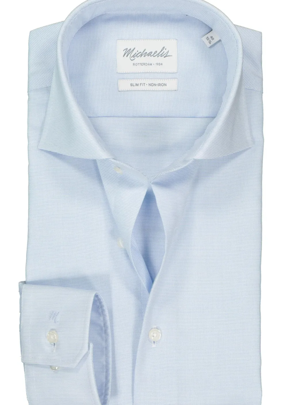 Michaelis slim fit overhemd, basket weave, lichtblauw