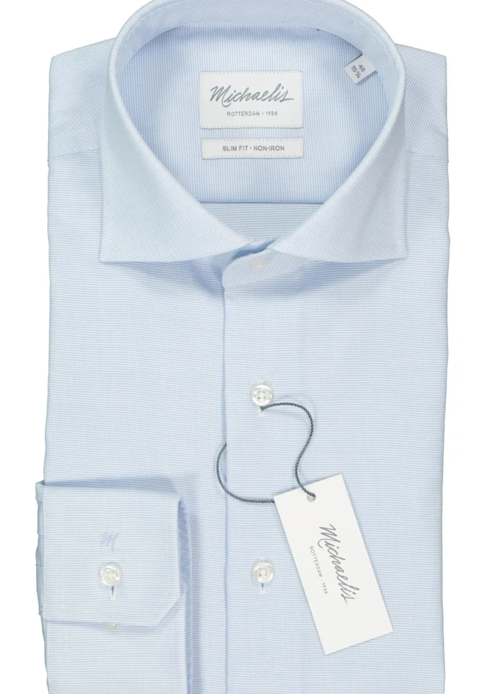 Michaelis slim fit overhemd, basket weave, lichtblauw