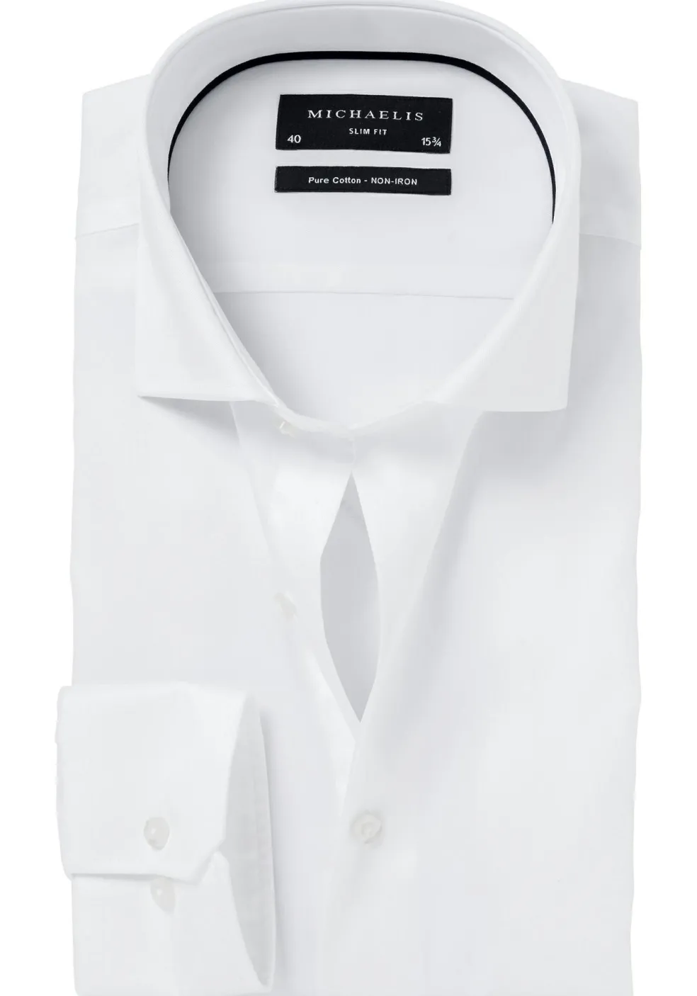 Michaelis slim fit overhemd, mouwlengte 7, twill, wit